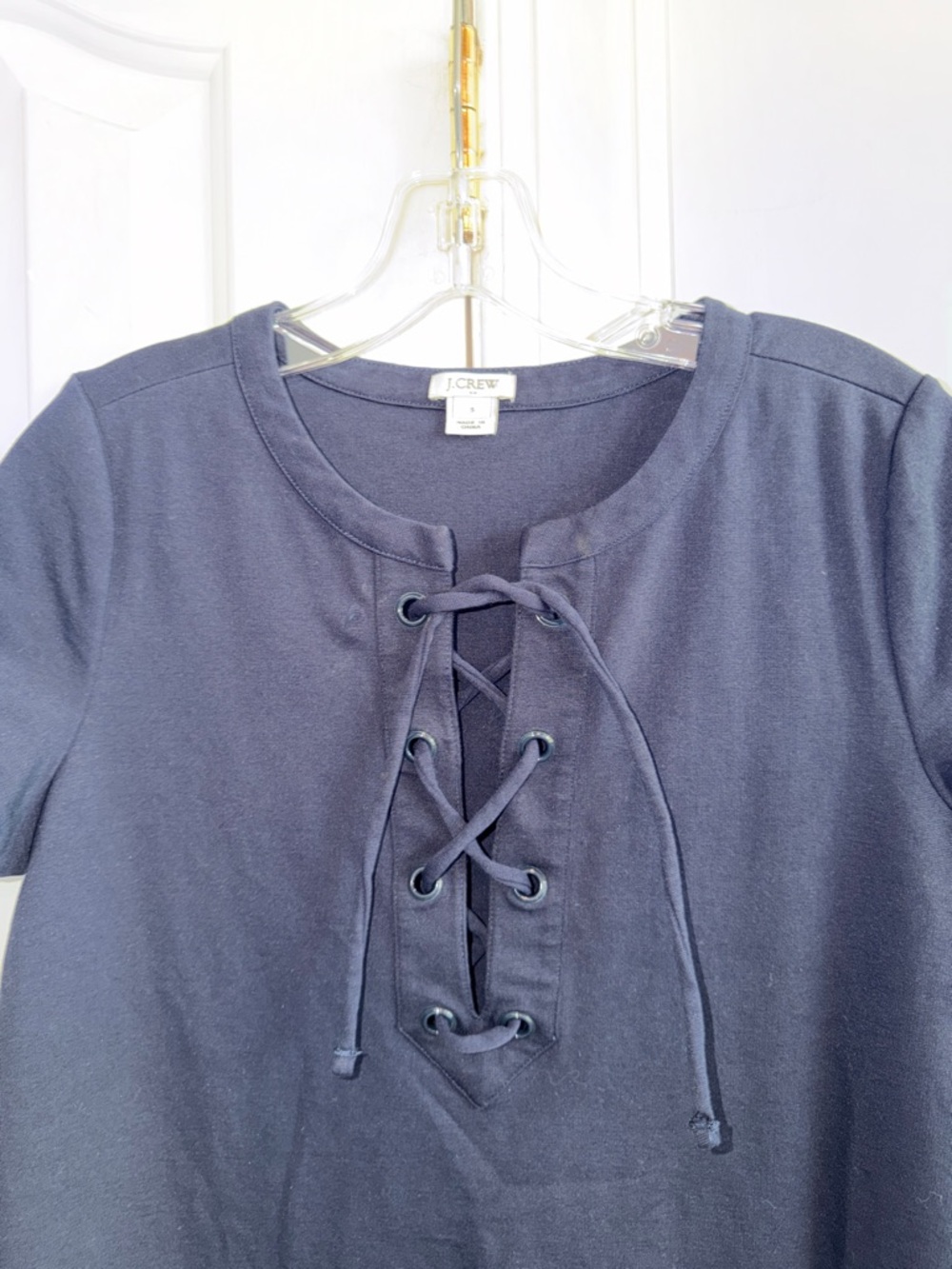 J. Crew Navy Lace-Up Short Sleeve Mini Dress Size Small - Picture 4 of 8